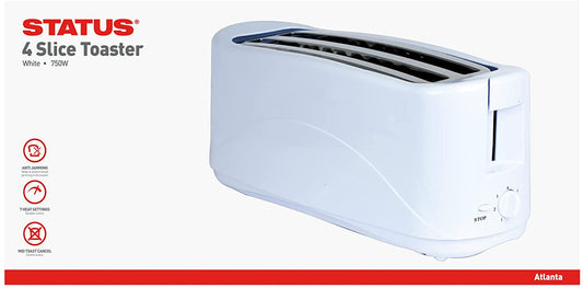Status Atlanta 4 Slice Kitchen Toaster White 4SLWHTATLANTAX4
