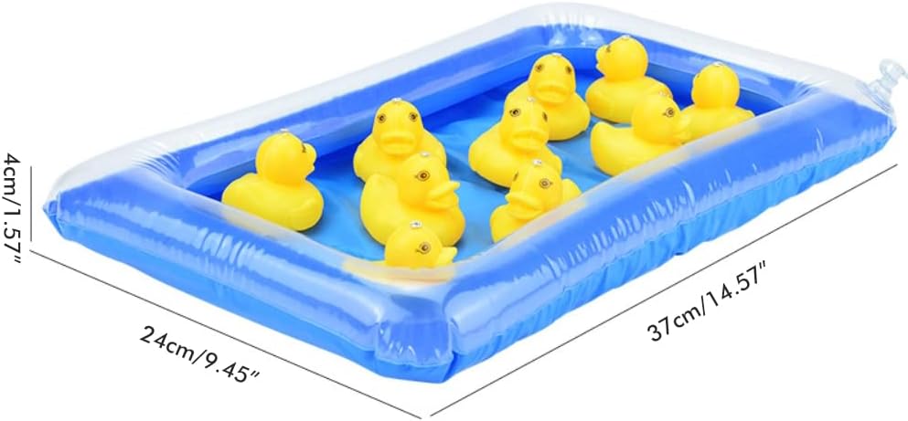 Inflatable Hook A Duck Pond Duck Catching Game Toys with Rods, Inflatable Pool and 10 Ducks