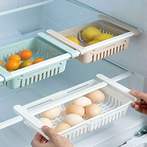 Adjustable Extendable Fridge Organiser Storage Rack Pull Out Assorted Colours 6588