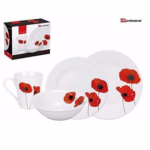 ONYA 16 Piece Set Beautiful Poppy Design For Everyday Use 2581