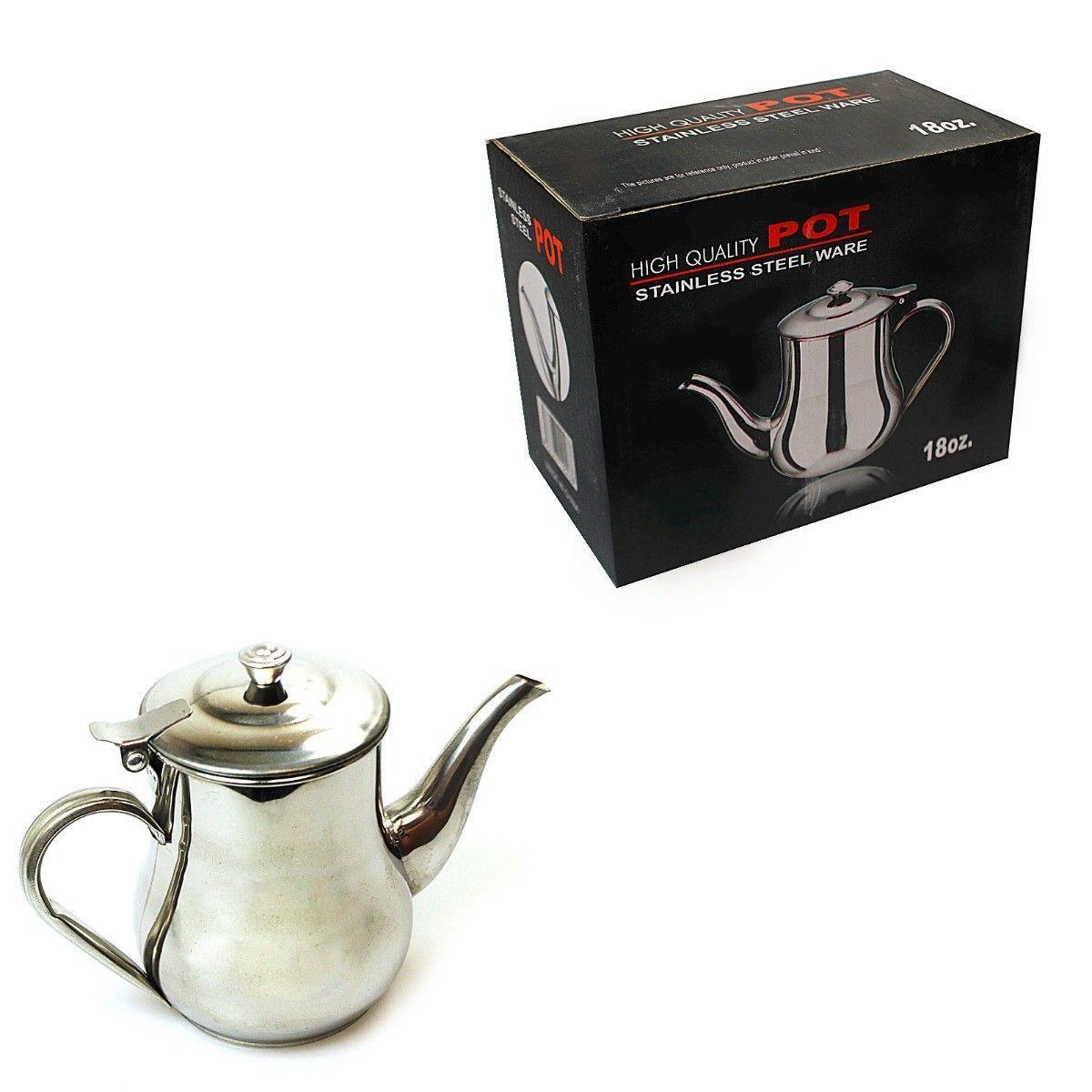 Traditional Style Stainless Steel Tea Pot 18Oz Kitchen Home