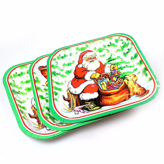 Pack of Christmas Party Paper Plates Small 18.3 x 18.3 cm Assorted Designs 1673