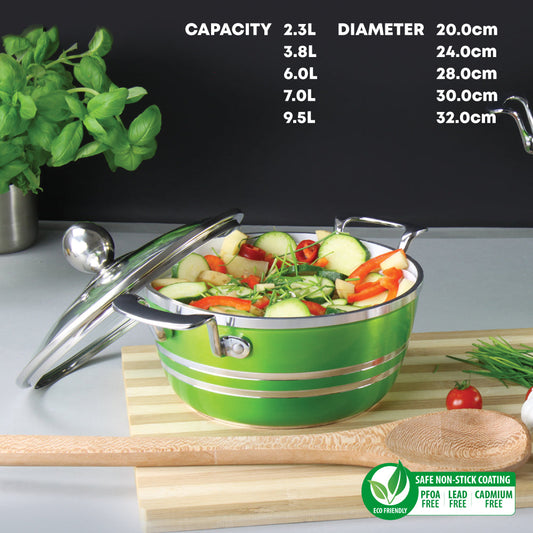 SQ Professional Metallic Die Cast Stockpot Set of 5 Emerald 5347 A