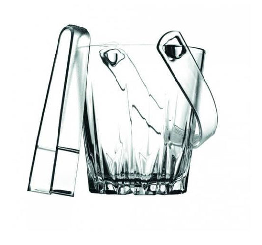 Pb Karat Glass Ice Bucket With Tongs 815Ml (Parcel Plus Rate)