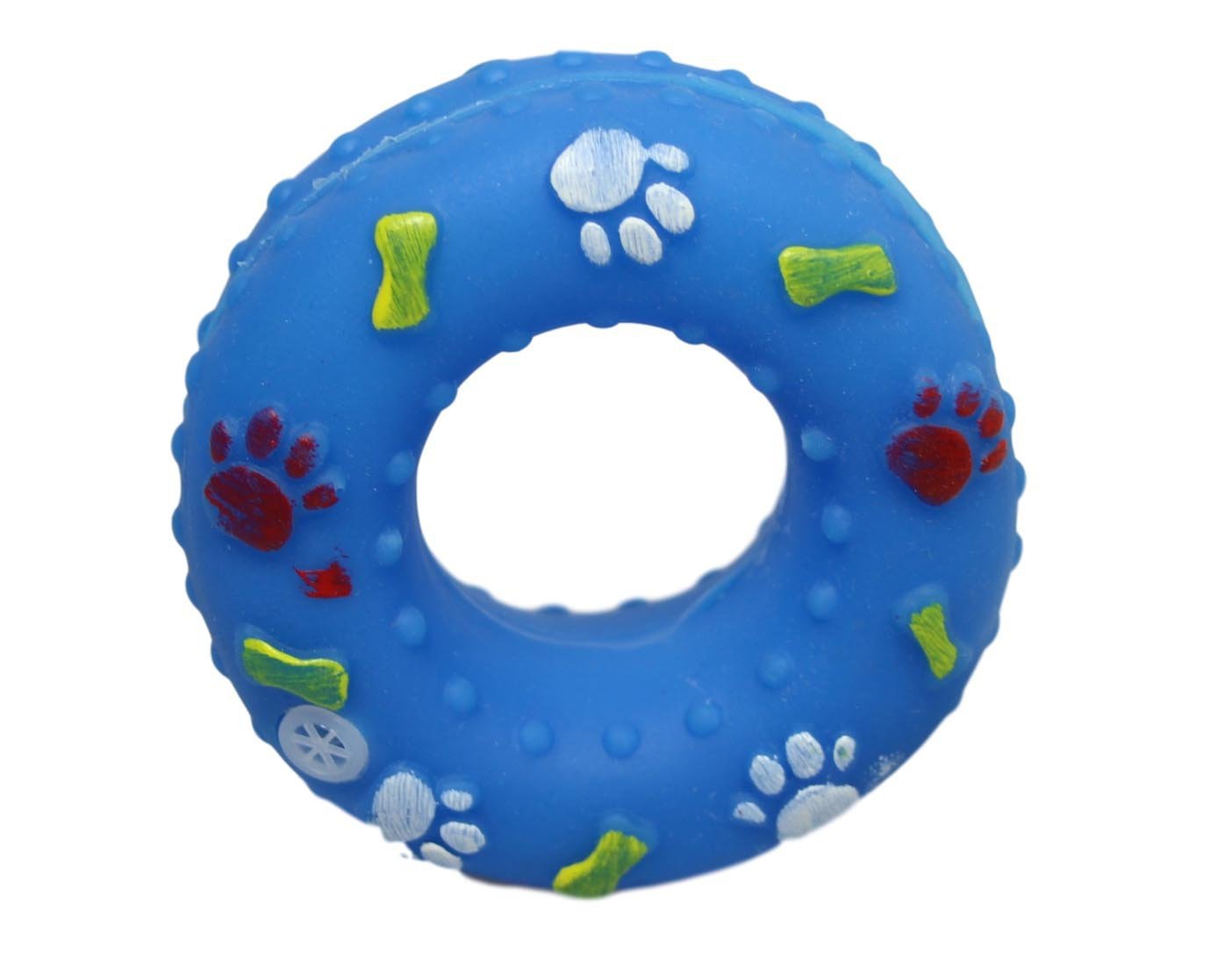 Pet Dog Toy Squeaky Donut Ring 8 x 3.5 cm Assorted Designs and Colours 5366