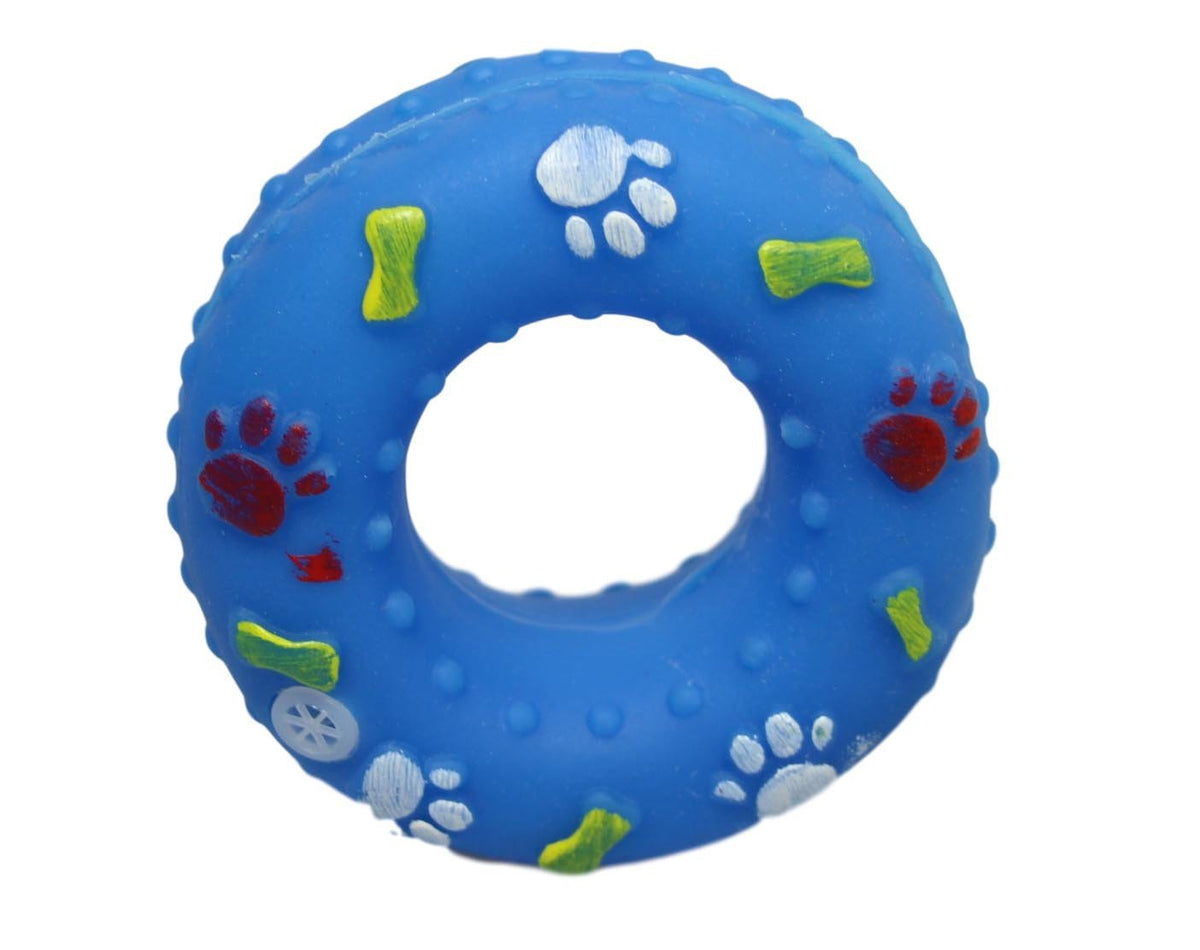 Pet Dog Toy Squeaky Donut Ring Assorted Designs And Colours