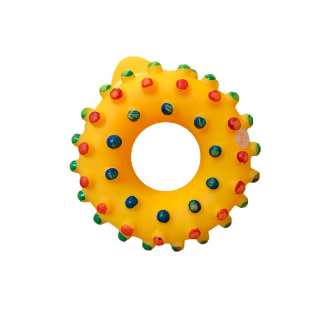 Pet Dog Toy Squeaky Donut Ring Assorted Designs And Colours