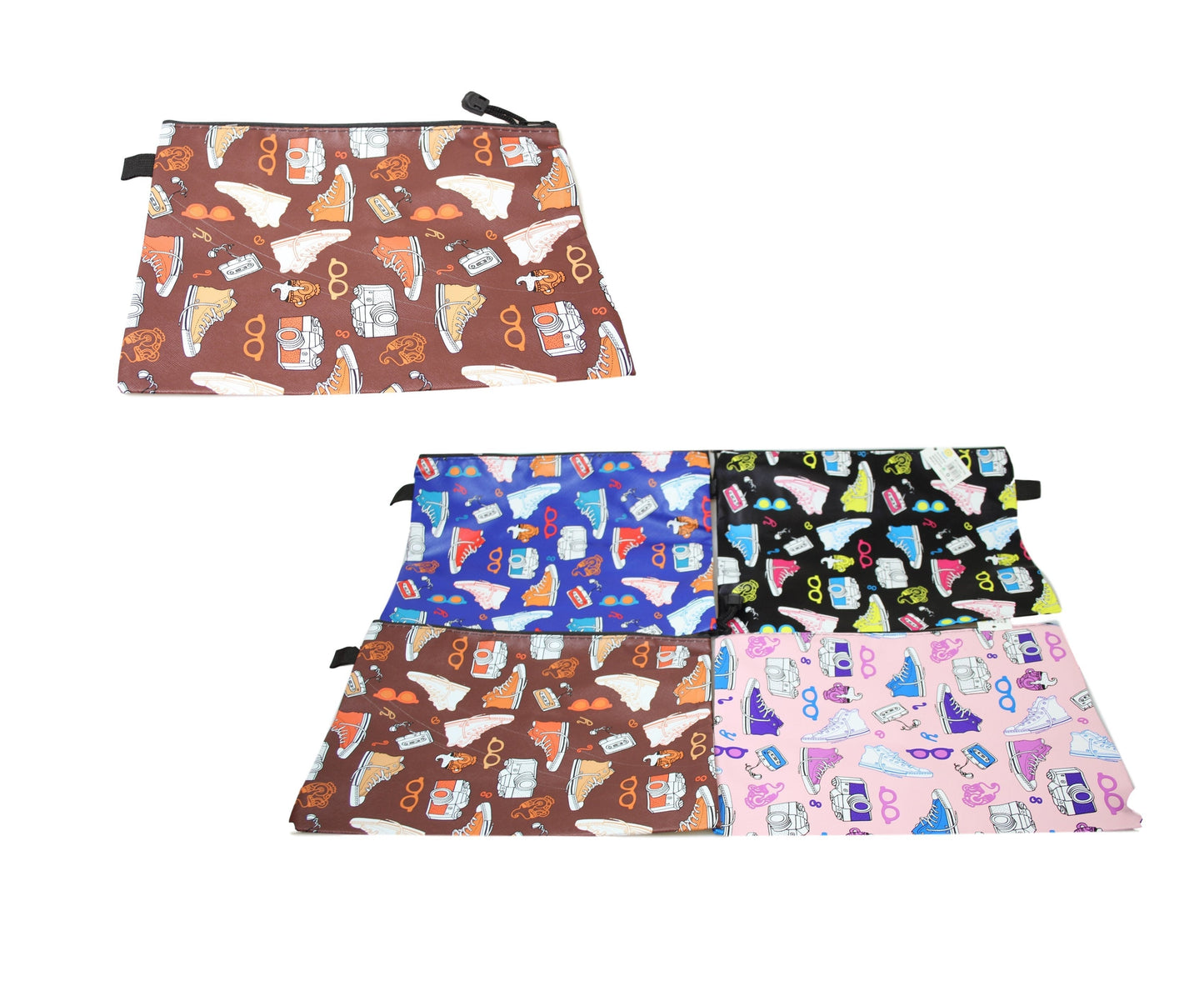 Fake Leather Pencil Case Shoe Print 24 x 17 cm Assorted Colours 5392