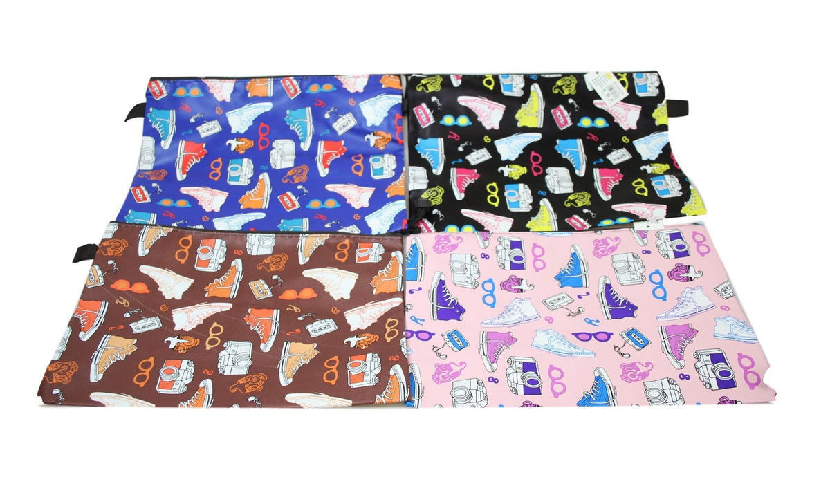 Fake Leather Pencil Case Shoe Print Assorted Colours