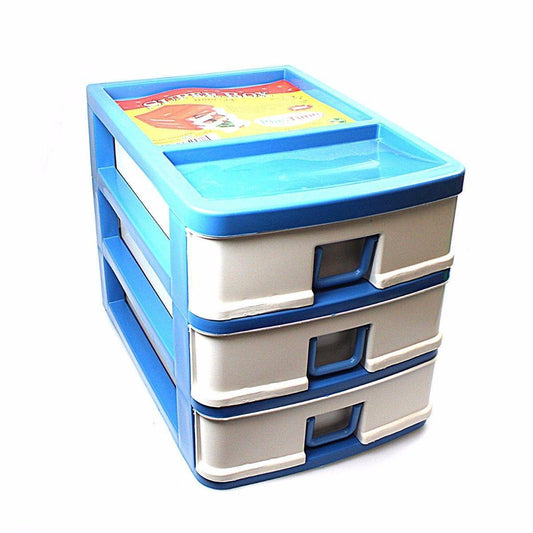 3 Tier Small Plastic Draw Storage Sewing Craft Box Assorted Colours 20 x 18.5 x 26 cm 0011