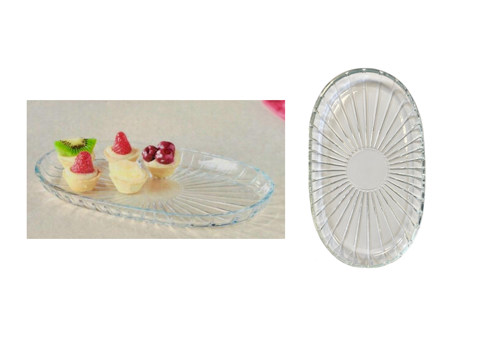 Pb Glass Elegant Oval Service Plate Tray 278 X 163Mm (Parcel Plus Rate)