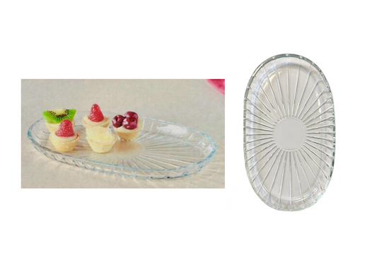 Pb Glass Elegant Oval Service Plate Tray (Parcel Plus Rate)