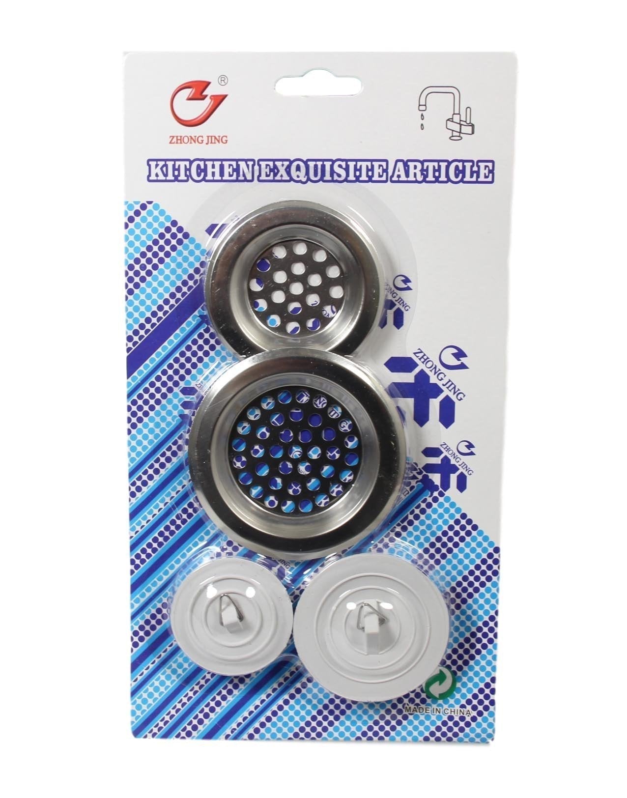 Household Sink Bathroom Kitchen Drainer Set Plug and Strain 4 Sizes 4 Pack 5480
