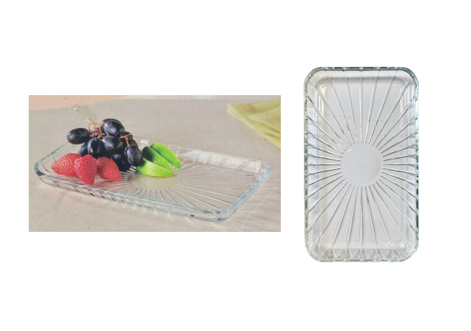 Pb Glass Elegant Rectangular Service Plate Tray 276 X 162Mm (Parcel Plus Rate)