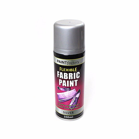 Paint Factory Flexible Fabric Spray Paint Silver Suitable For Leather Vinyl And Most Fabrics 200ml 1068