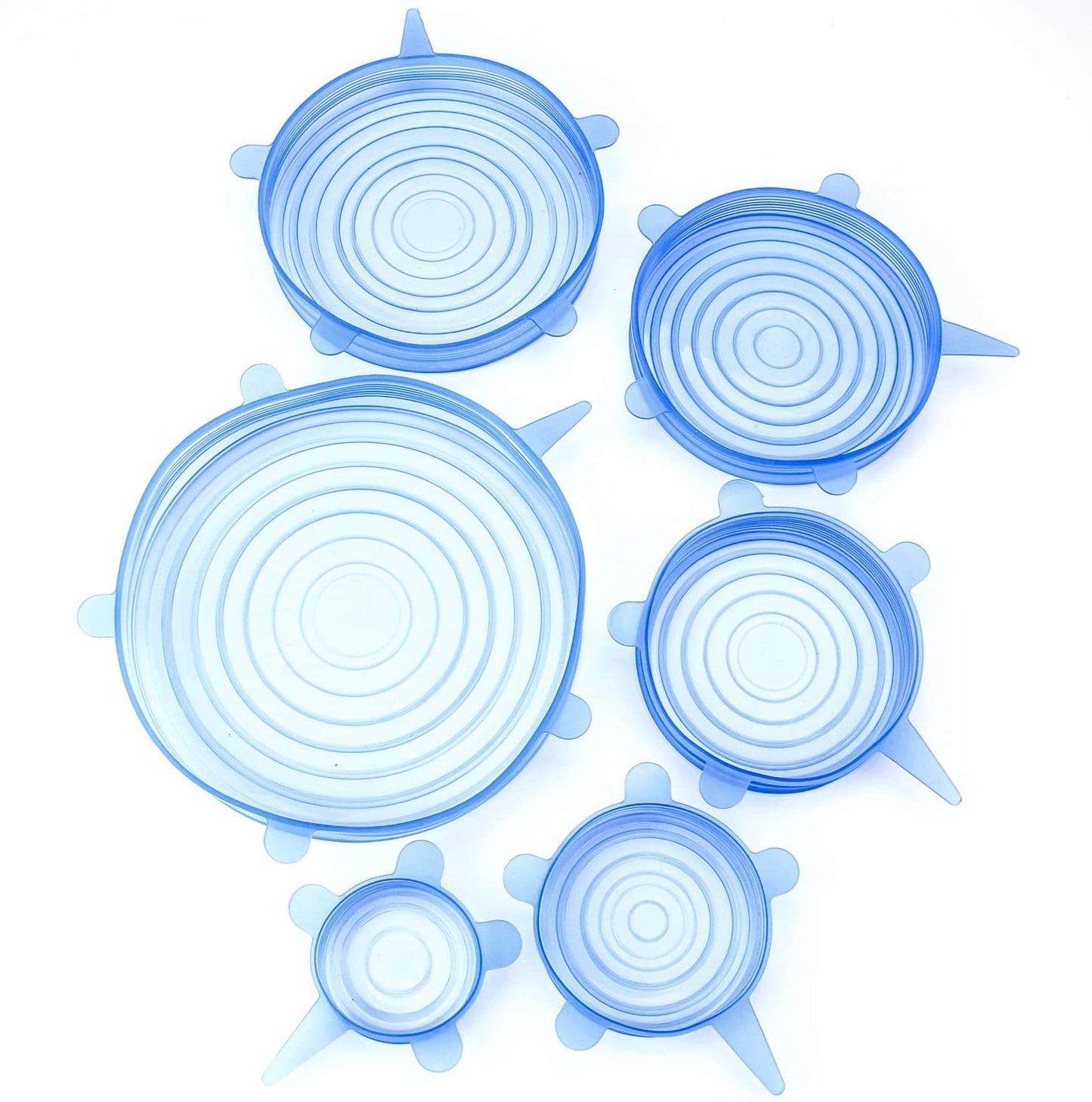 Microwave Safe Silicone Stretch Lids Flexible Bowl Covers 6-Piece Transparent Blue 5536