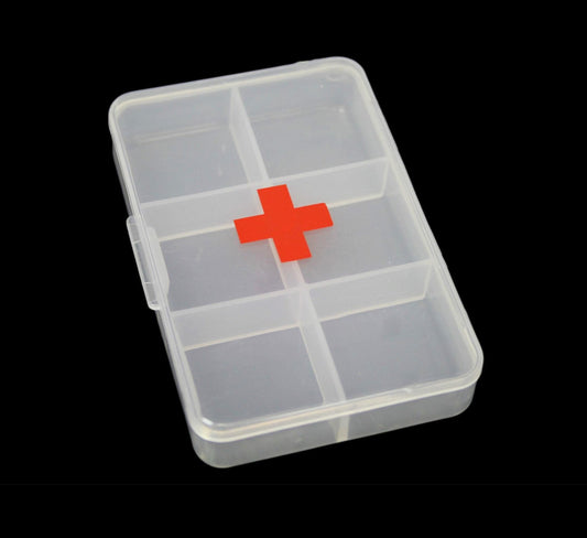 Clear Plastic First Aid Pill Box Organiser 9 x 6cm 5542
