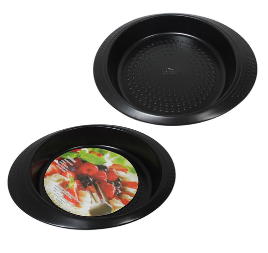 Household Baking Tray Black Dotted Air Non Stick Surface Round Tray