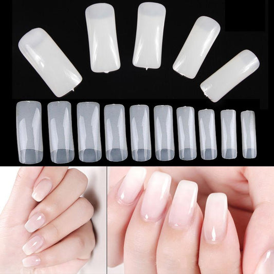 Artificial Fake Nail Extensions Square Tip for Acrylic Nail Art Tips Clear Pack of 100 5576 / 5575
