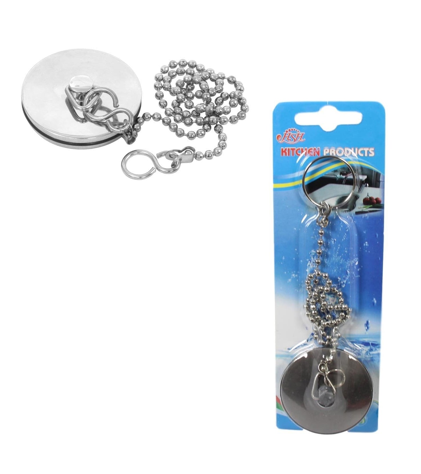 Chrome Metal Bathroom Bath Plug 4cm And Chain 18" 5583 A