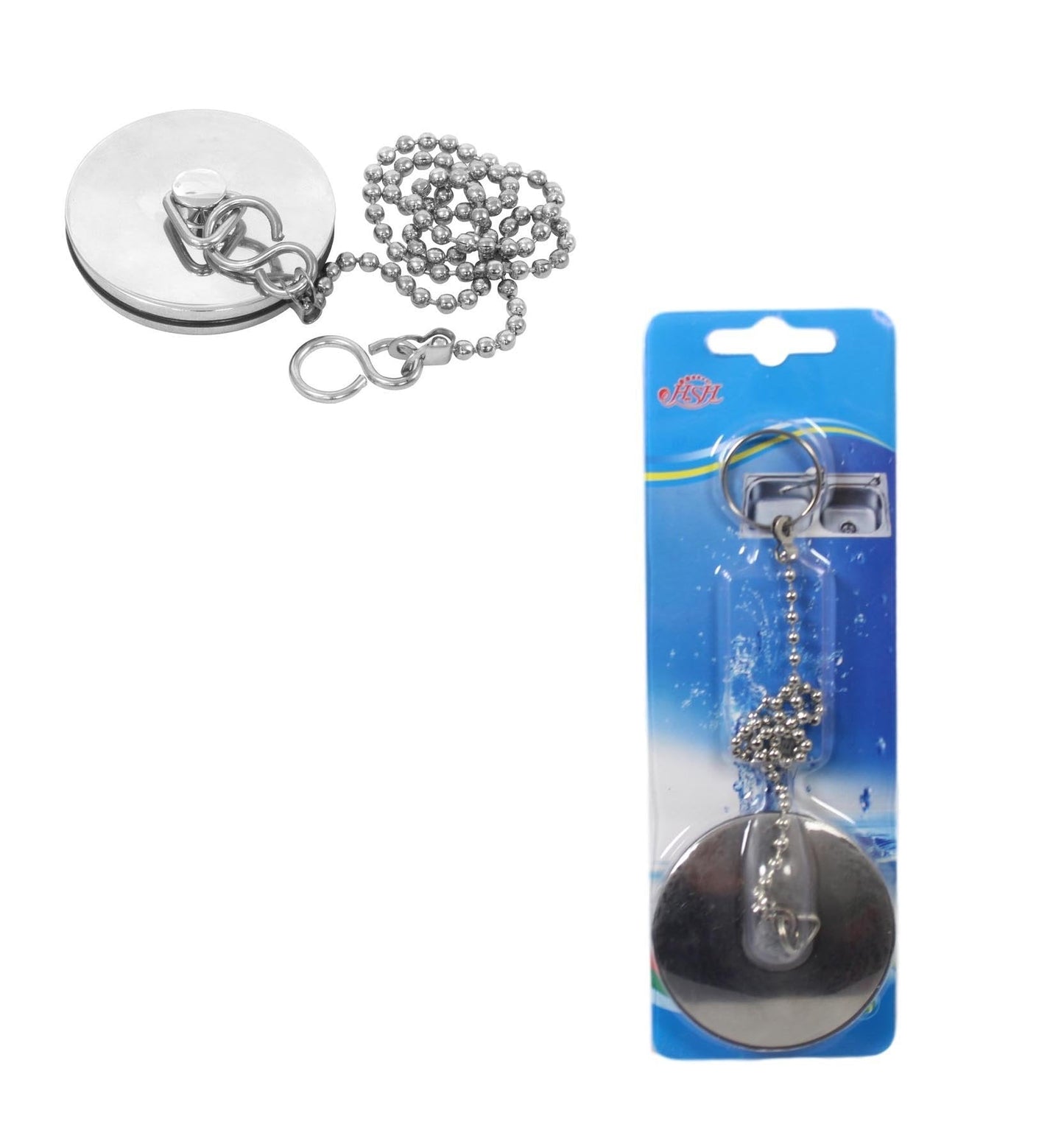 Chrome Metal Bathroom Bath Plug And Chain Heavy Duty 5cm /50mm /34cm Chain 5584 A
