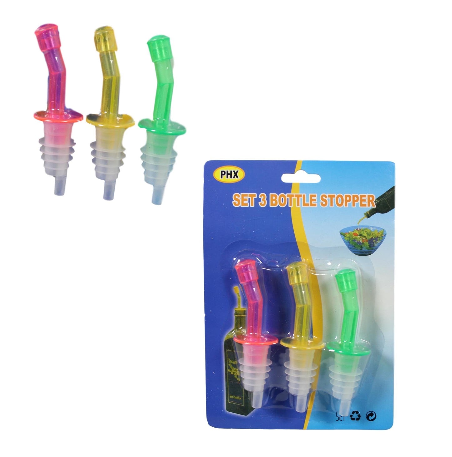 Plastic Bottle Stoppers 10 cm Set of 3 5604