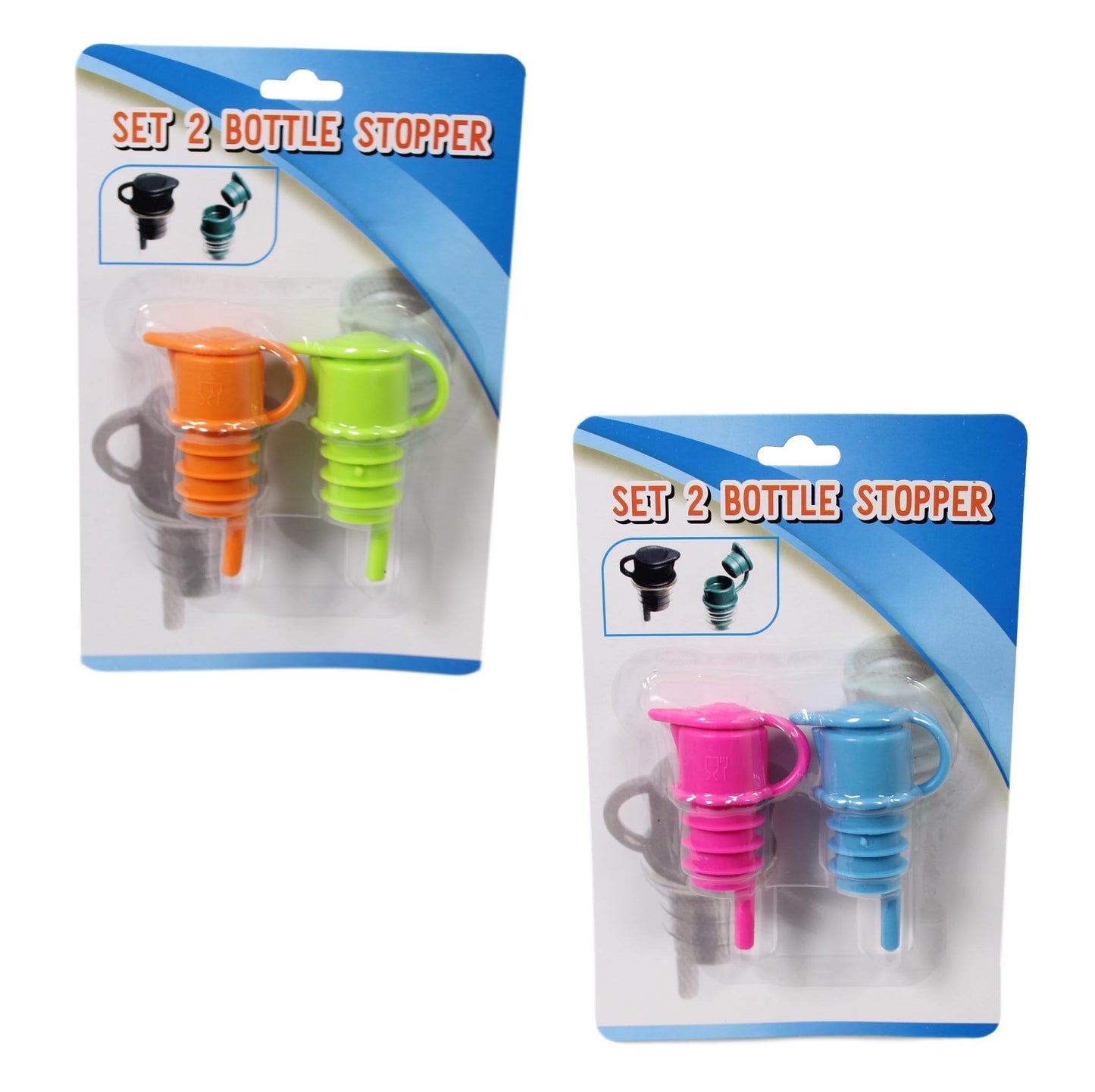 2 Pack Bottle Stopper Liquid Champagne Bottle Lids 2 Colours Plastic 5605