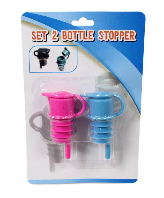 2 Pack Bottle Stopper Liquid Champagne Bottle Lids 2 Colours Plastic 5605