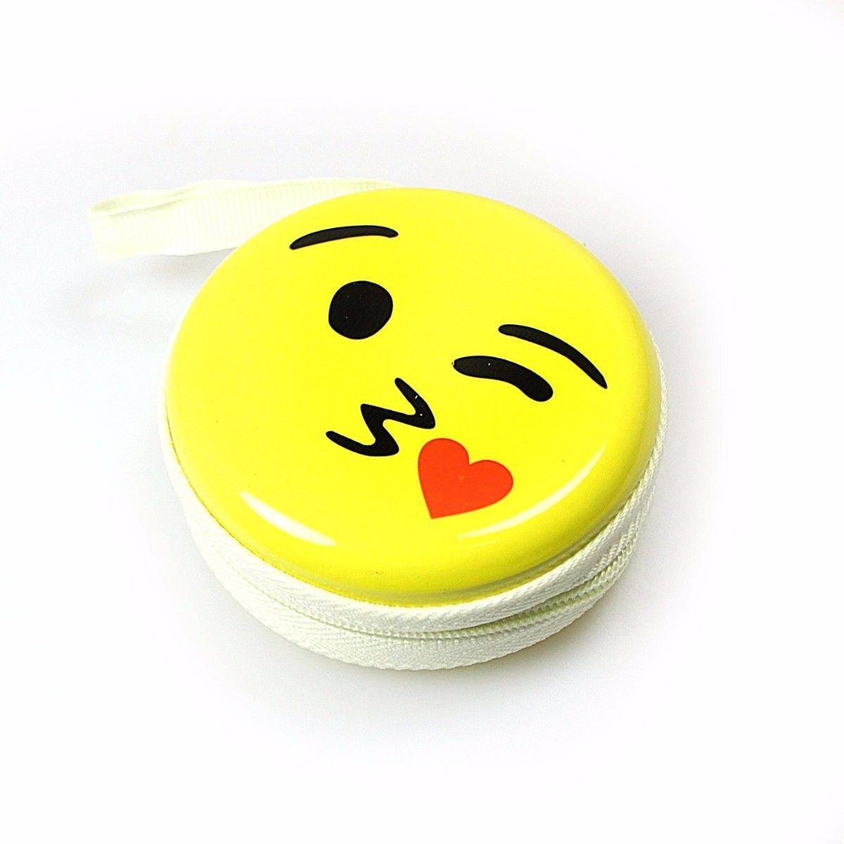Emoji Face Earphone Coin Pouch 7.5 x 7 cm Assorted Designs 4496 A