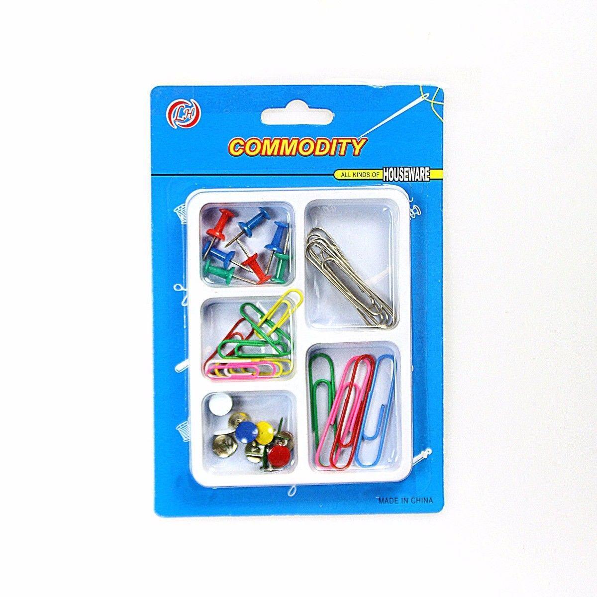 Stationary Supplies Pack Of Assorted Paper Clips And Push Pins