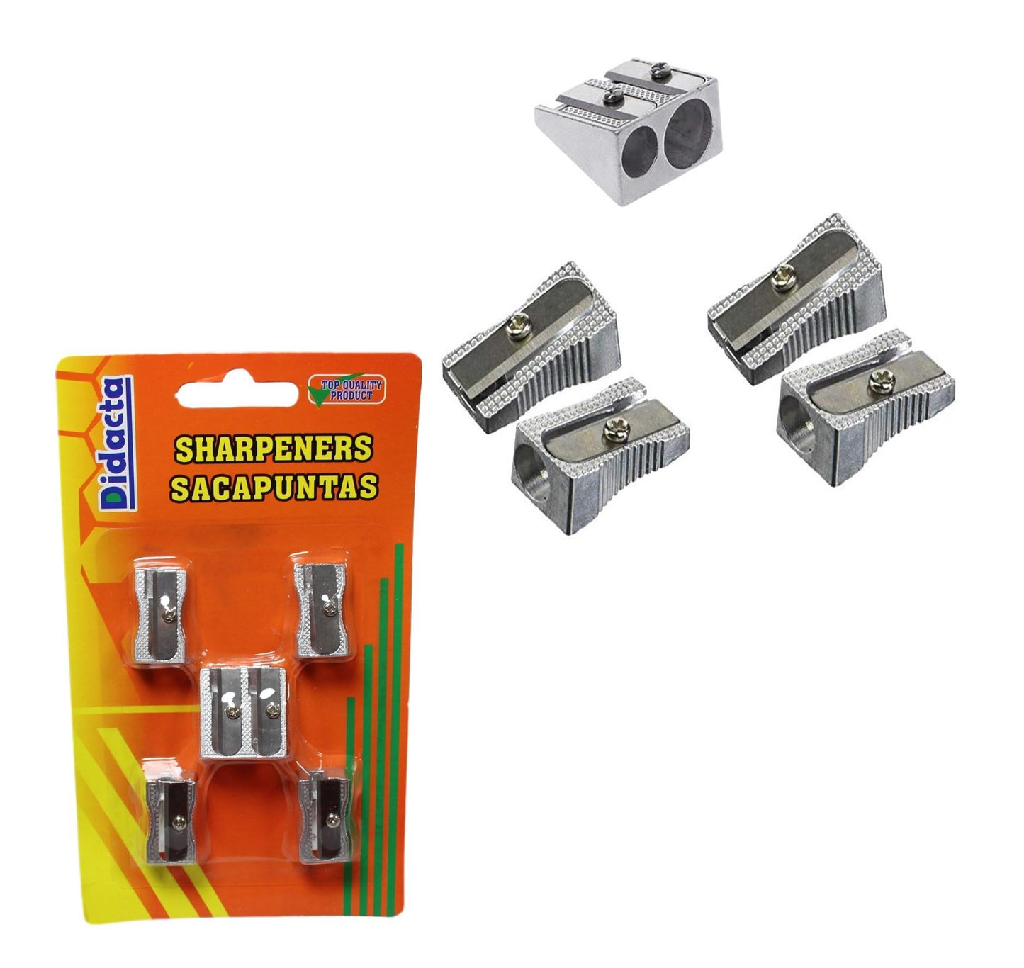 High Quality Steel Pencil Sharpeners School Home Use 5 Pack Sharpeners 5645