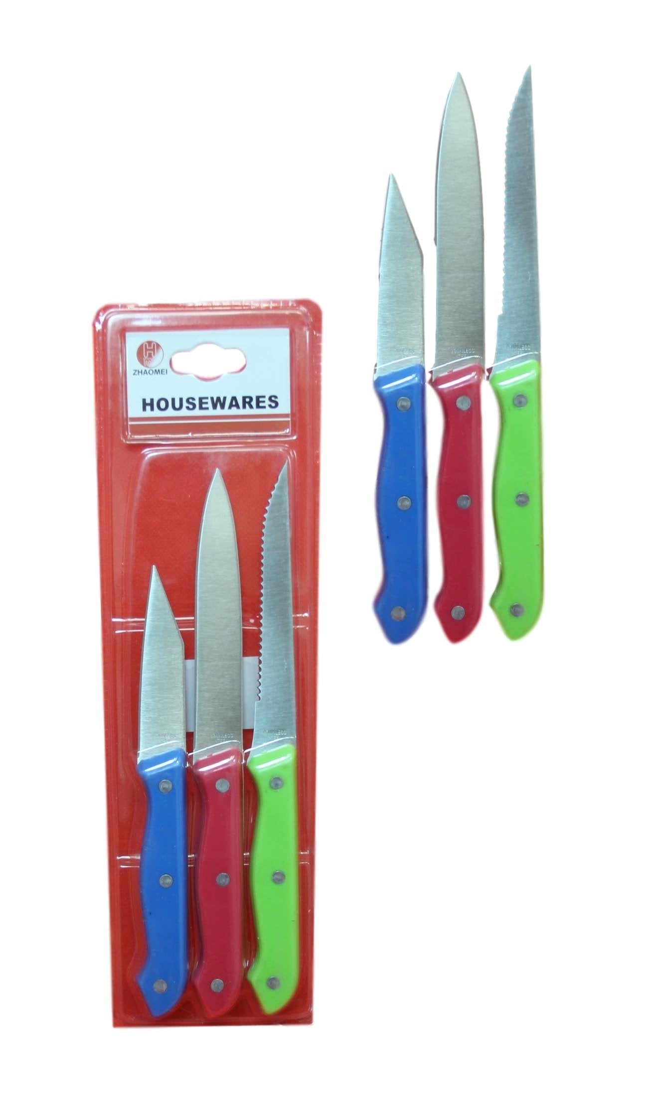 3 Pack Kitchen Knife Assorted Knife Styles 22cm/20cm/19cm 5650