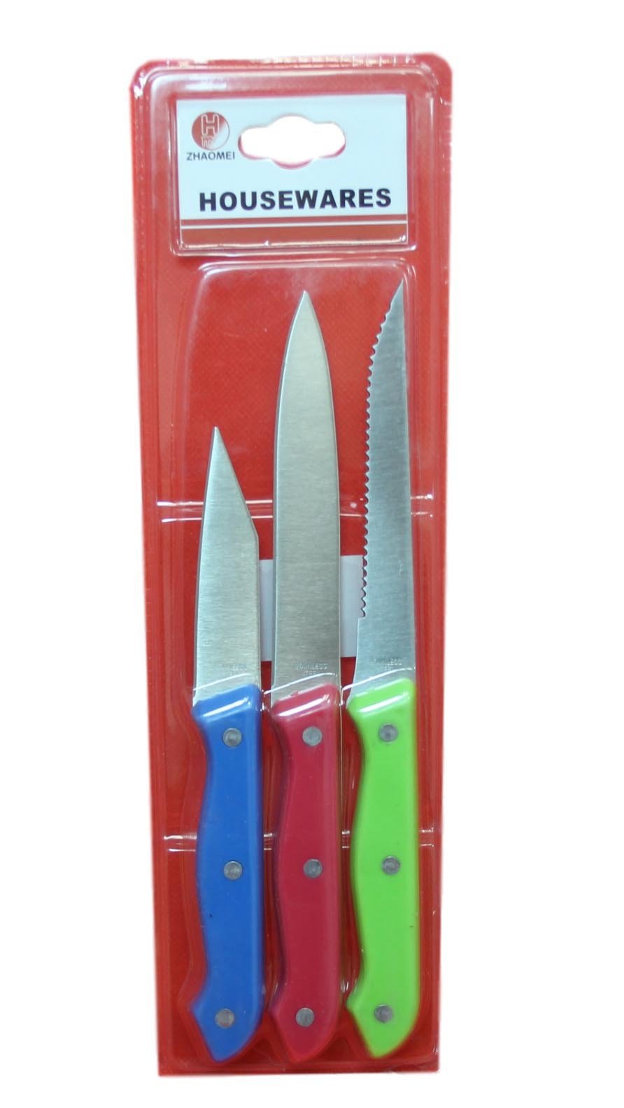3 Pack Kitchen Knife Assorted Knife Styles 22cm/20cm/19cm 5650