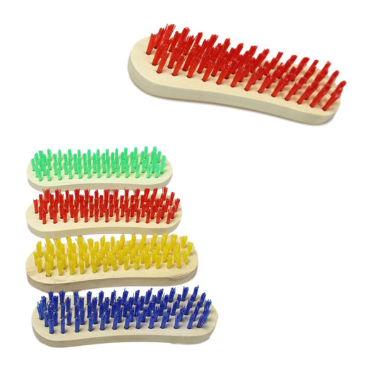 Wooden Cleaning Scrubbing Brush With Hard Bristles Assorted Colours