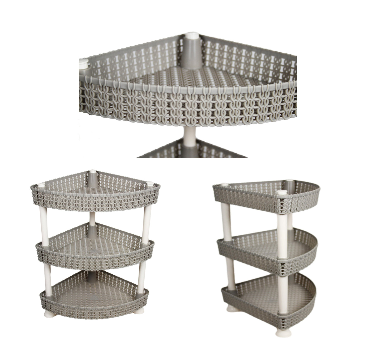 Plastic Rattan Style Kitchen Home Storage Corner Fruit and Vegetable Shelf 30 x 33 cm Assorted Colours 5693