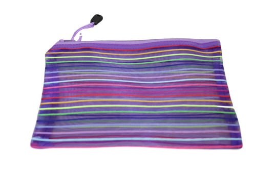 Striped Pencil Toiletry Bag with Zipper 29 x 22 cm Assorted Colours 5725