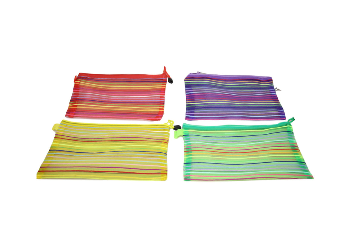 Striped Pencil Toiletry Bag With Zipper Assorted Colours