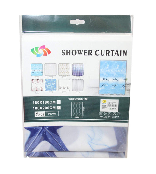 PEVA Bathroom Shower Curtain 180 x 200 cm Assorted Designs 5739