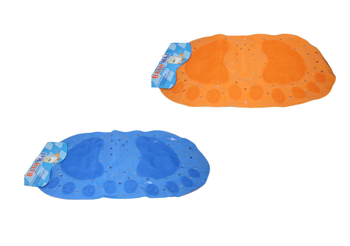 Oval Anti-Slip Bathroom Shower Bath Mat with Feet Design 66 x 35 cm Assorted Colours 5741