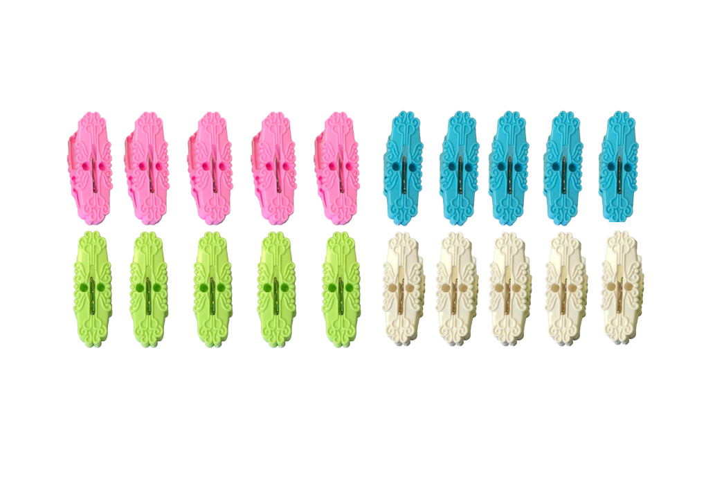 Plastic Washing Line Clothes Pegs Pack Of 20 Assorted Colours