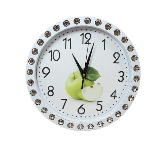 Crystal Style Border Clock Ideal For Home Kitchen Circle Shaped Clock 27cm x 27cm 5770