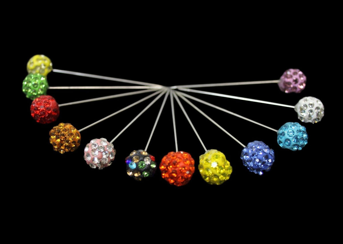 Head Scarf Needle Ball Pins Pack Of 12 Assorted Colours