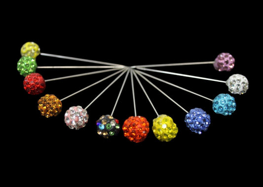 Head Scarf Needle Ball Pins Pack Of 12 Assorted Colours