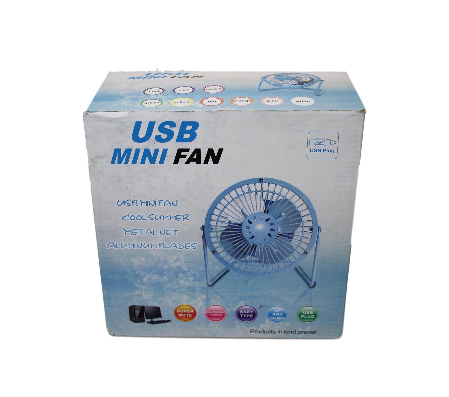 Metal USB Mini Desk Fan 17 x 19 cm Assorted Colours 5804