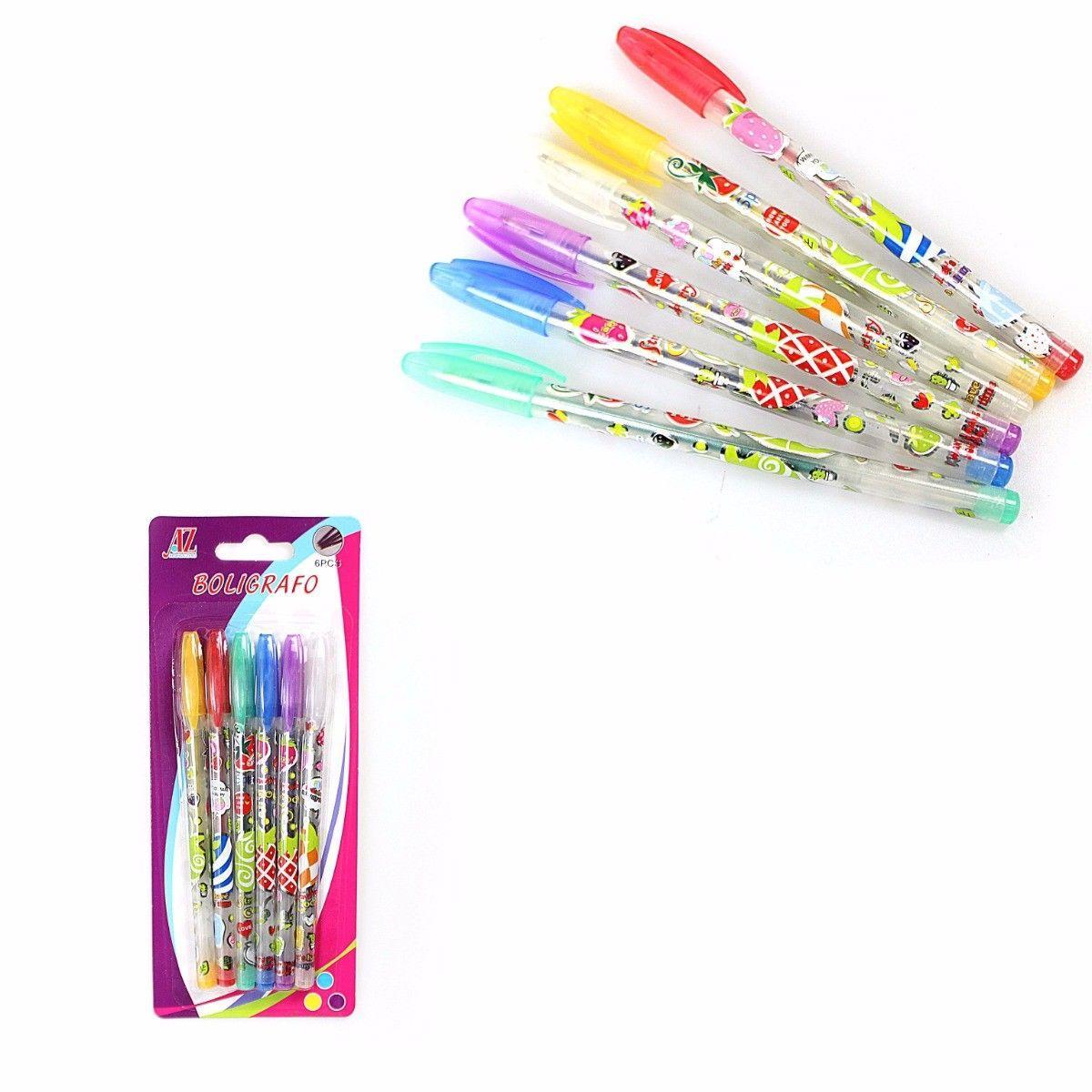 Children's Gel Pens Stationary Pack of 6 Colours 3107