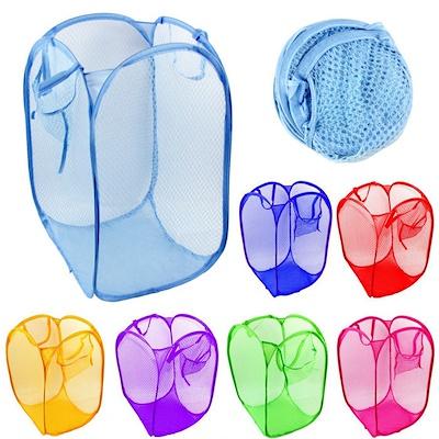 Foldable Easy Storage Mesh Fabric Laundry Basket 36 x 58 cm Assorted Colours 5817
