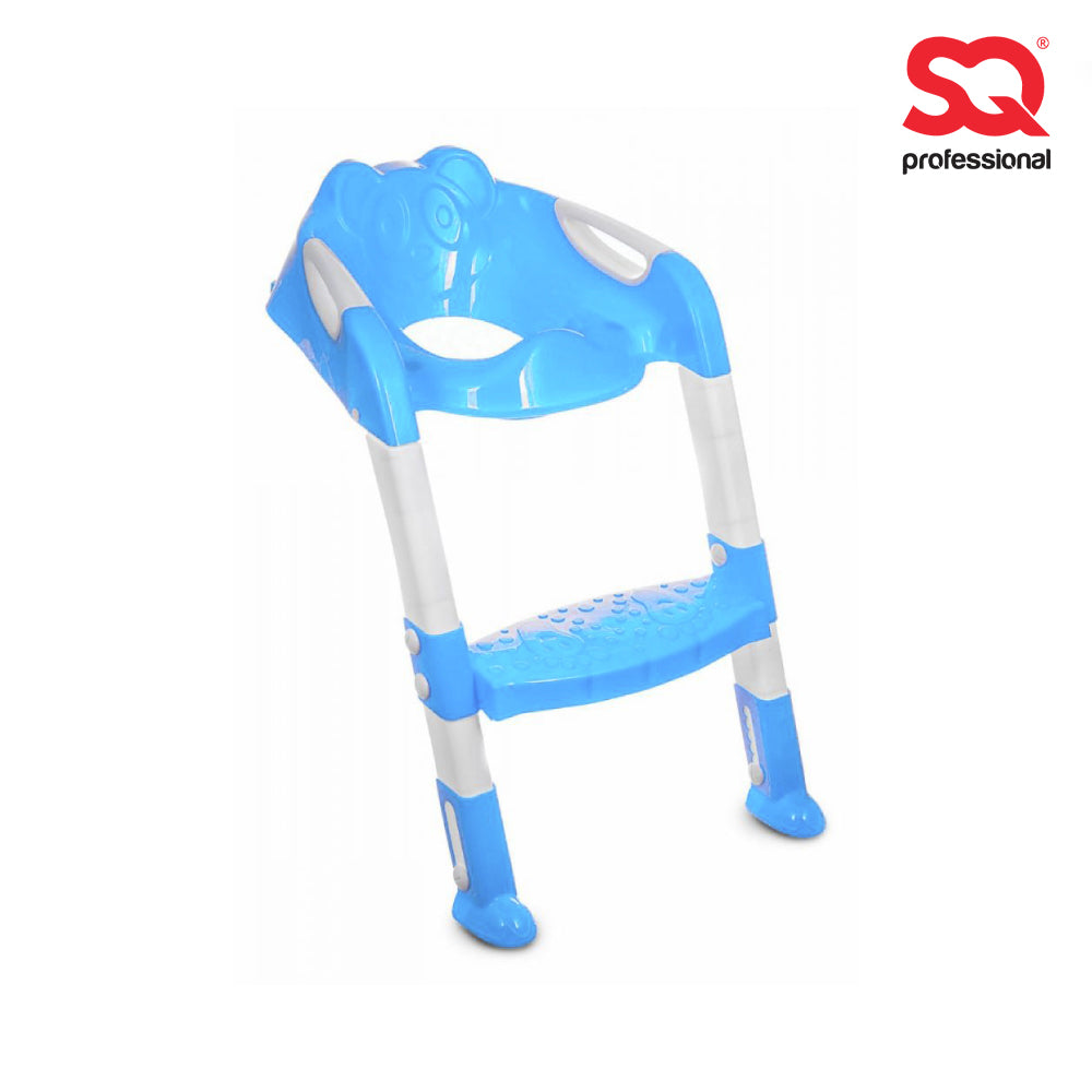 Sq Professional Plastic Children'S Teddie Toilet Seat Ladder Blue