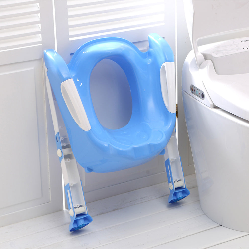 Sq Professional Plastic Children'S Teddie Toilet Seat Ladder Blue