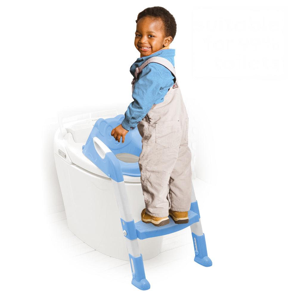 Sq Professional Plastic Children'S Teddie Toilet Seat Ladder Blue