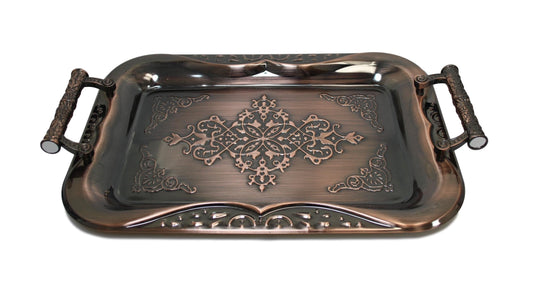Metallic Chrome Steel Vintage Serving Tray 35 x 25cm Assorted Colours 5850